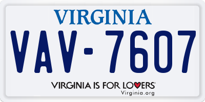 VA license plate VAV7607