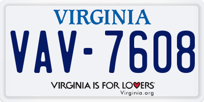 VA license plate VAV7608