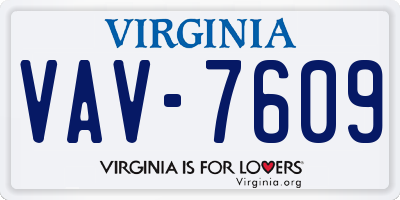 VA license plate VAV7609