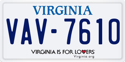 VA license plate VAV7610