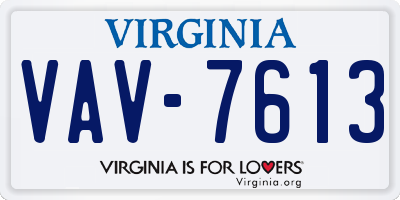 VA license plate VAV7613