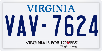 VA license plate VAV7624