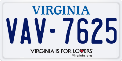 VA license plate VAV7625