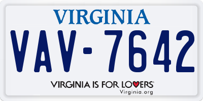 VA license plate VAV7642