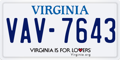 VA license plate VAV7643