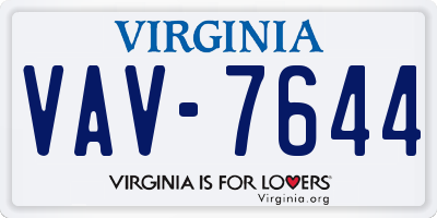 VA license plate VAV7644