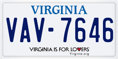 VA license plate VAV7646