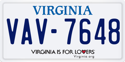 VA license plate VAV7648