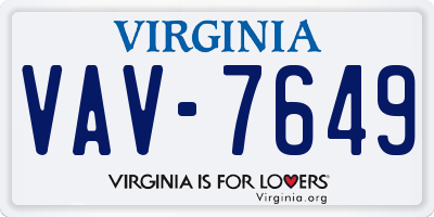 VA license plate VAV7649