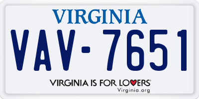 VA license plate VAV7651