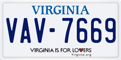 VA license plate VAV7669