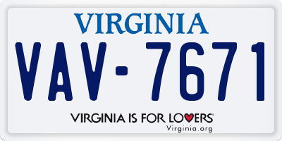 VA license plate VAV7671