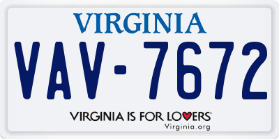 VA license plate VAV7672