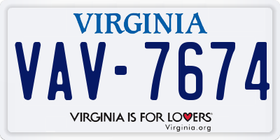 VA license plate VAV7674