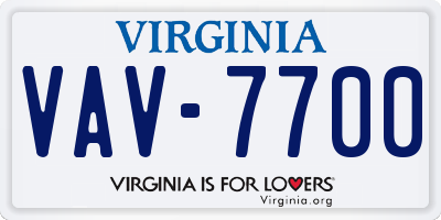 VA license plate VAV7700