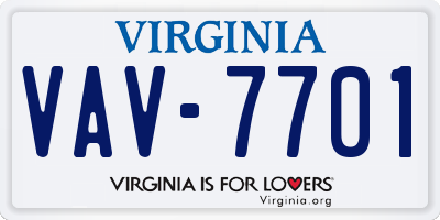 VA license plate VAV7701