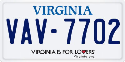 VA license plate VAV7702
