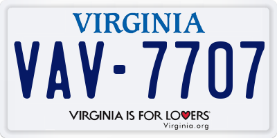 VA license plate VAV7707