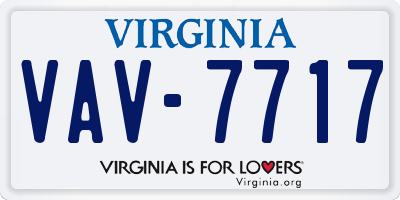 VA license plate VAV7717
