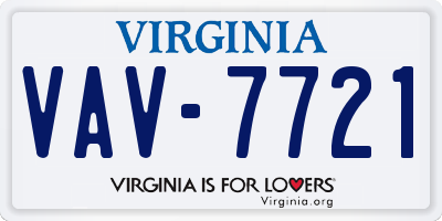 VA license plate VAV7721
