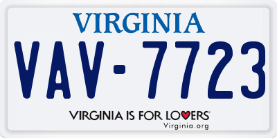VA license plate VAV7723