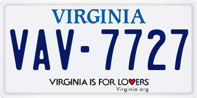VA license plate VAV7727