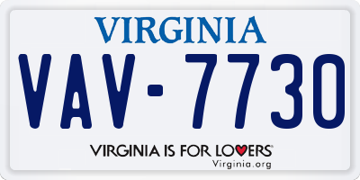 VA license plate VAV7730