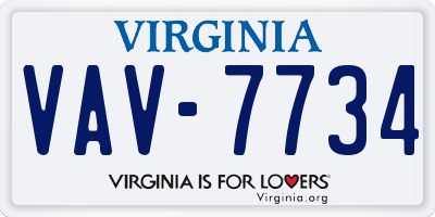 VA license plate VAV7734