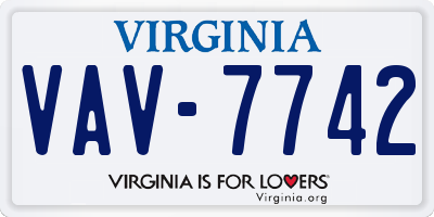 VA license plate VAV7742