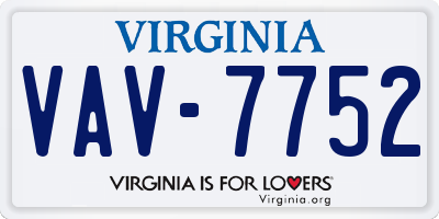 VA license plate VAV7752