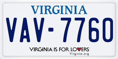 VA license plate VAV7760