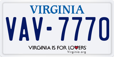 VA license plate VAV7770