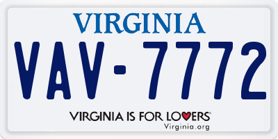 VA license plate VAV7772