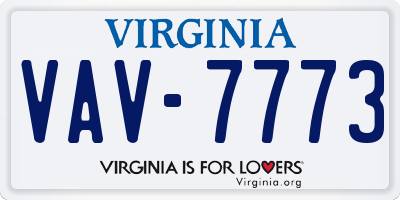 VA license plate VAV7773