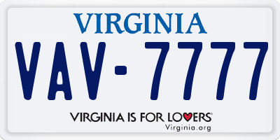 VA license plate VAV7777