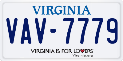 VA license plate VAV7779