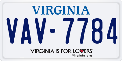 VA license plate VAV7784
