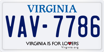 VA license plate VAV7786