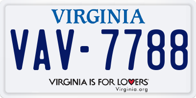 VA license plate VAV7788