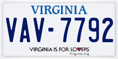 VA license plate VAV7792