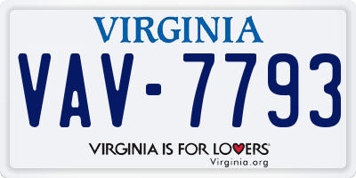 VA license plate VAV7793