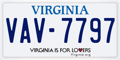 VA license plate VAV7797