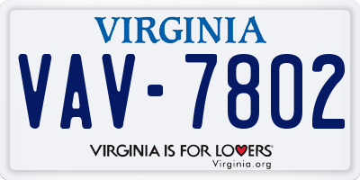 VA license plate VAV7802