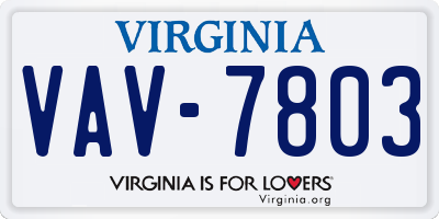 VA license plate VAV7803