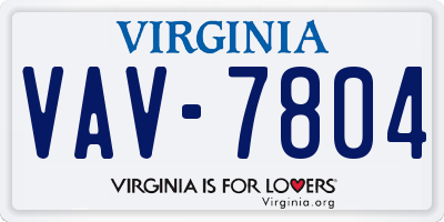 VA license plate VAV7804