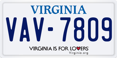 VA license plate VAV7809