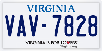 VA license plate VAV7828