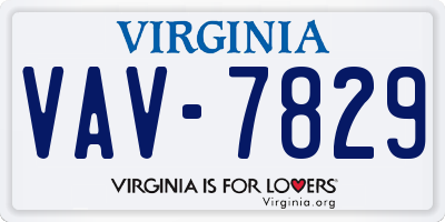 VA license plate VAV7829