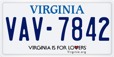 VA license plate VAV7842