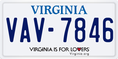 VA license plate VAV7846
